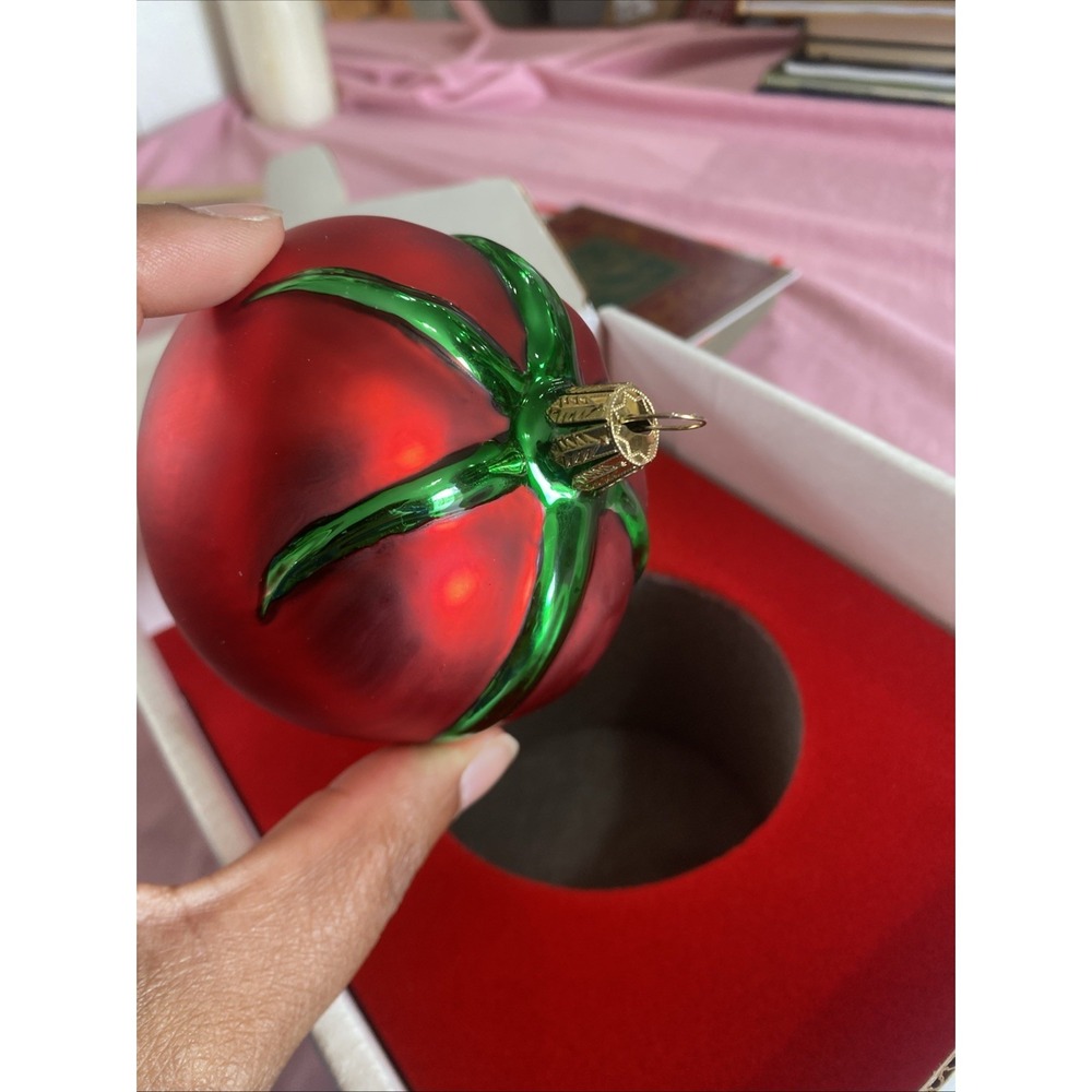 Large Red Tomato  Vegetable Glass Christmas Tree Ornament Decoration Handpainted
